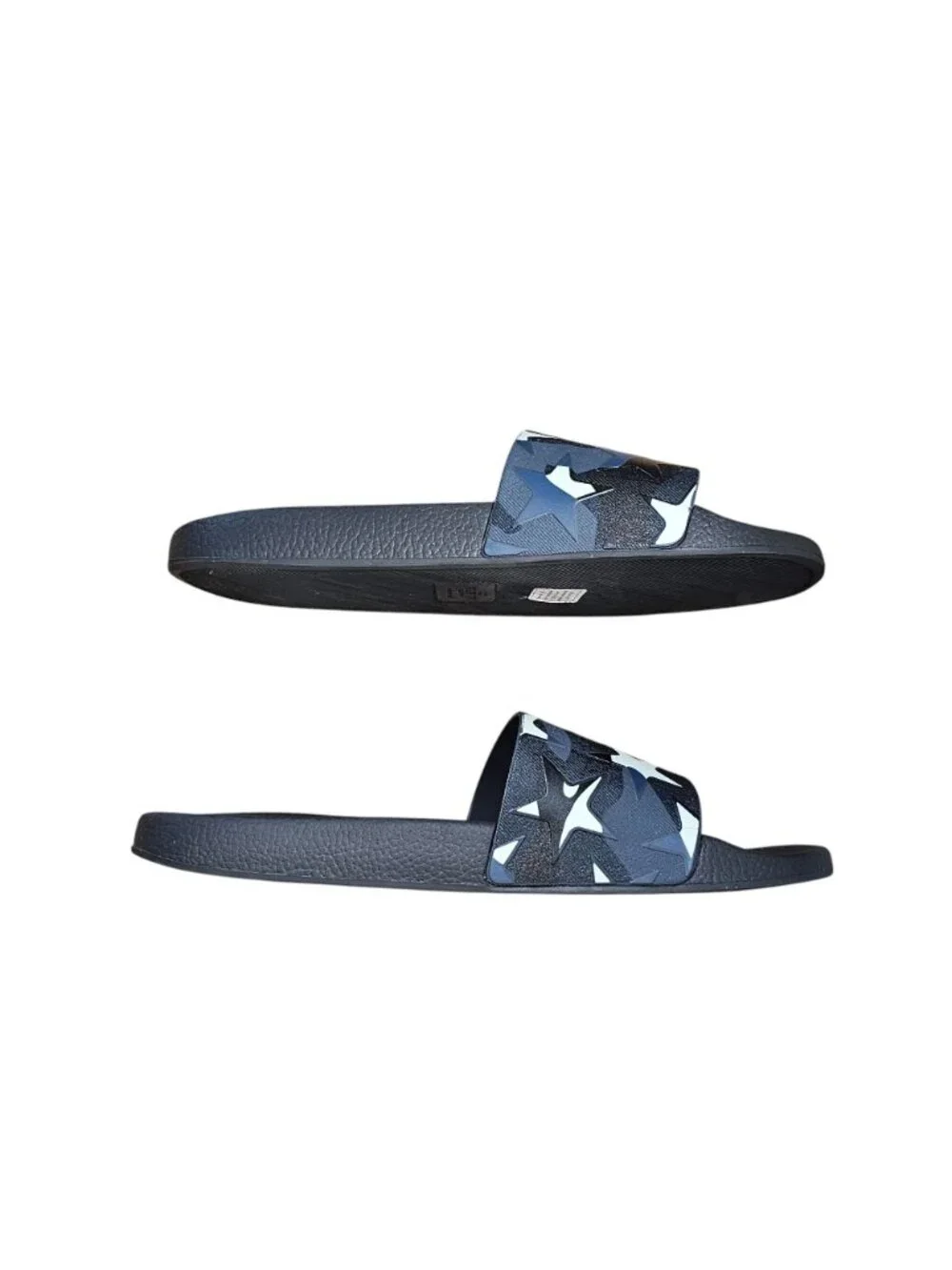 Valentino Garavani Camo Star Print Rubber Slides EU 46 US 13 UK 12 Black Blue